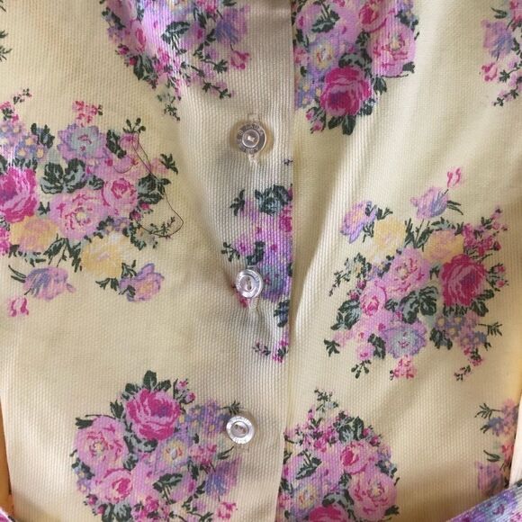 LAURA ASHLEY YELLOW FLORAL SLEEVELESS COTTON DRESS SCALLOP HEM FLOWER GIRL 6X - Picture 6 of 15